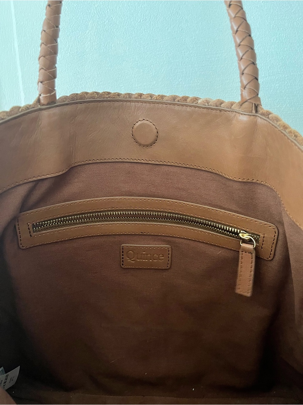 QUINCE Italian leather woven tote - Picture 5 of 5